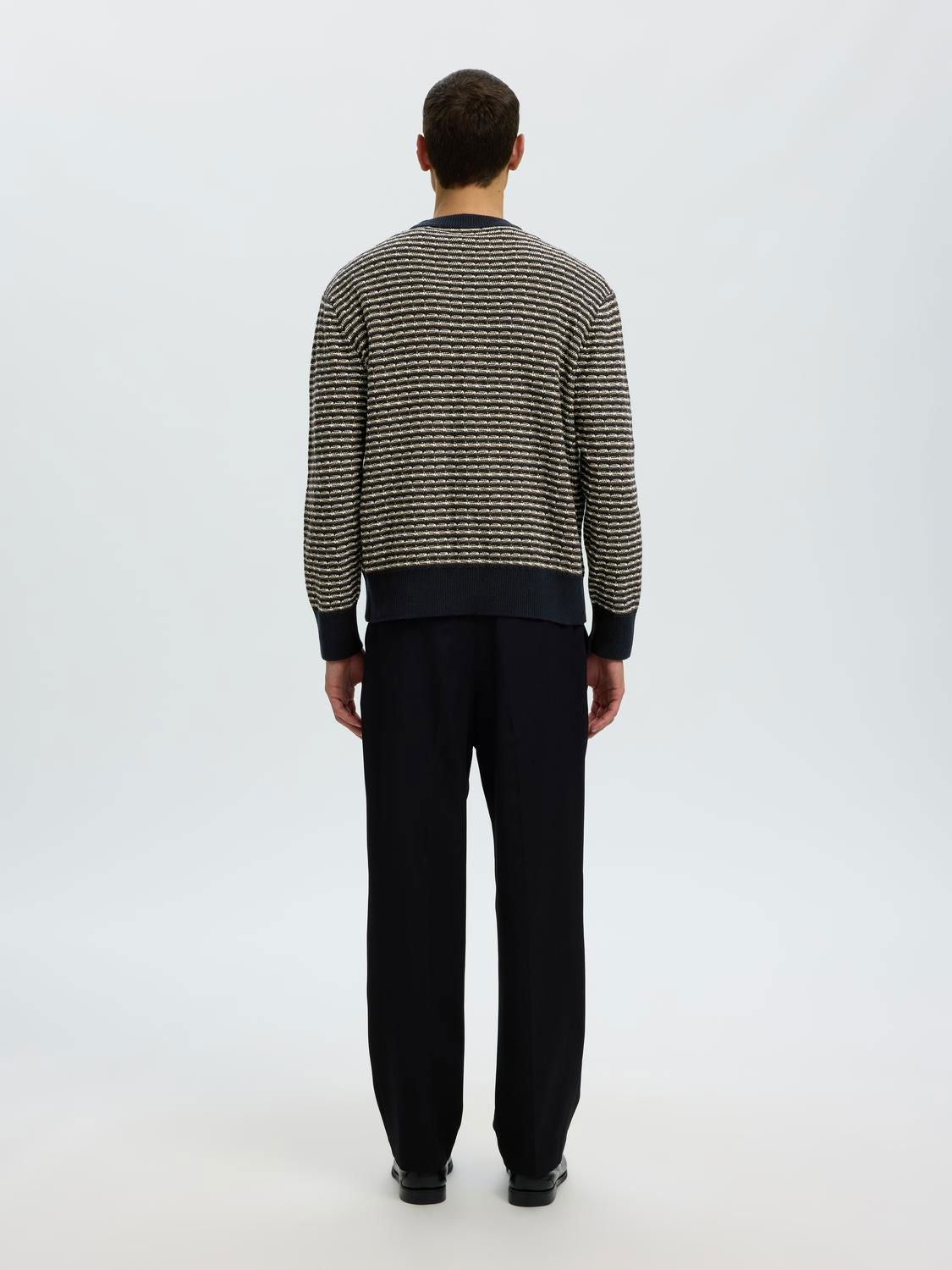 Slmdarrell Ls Structure Crew Neck Sky Captain/Turkish Coffee