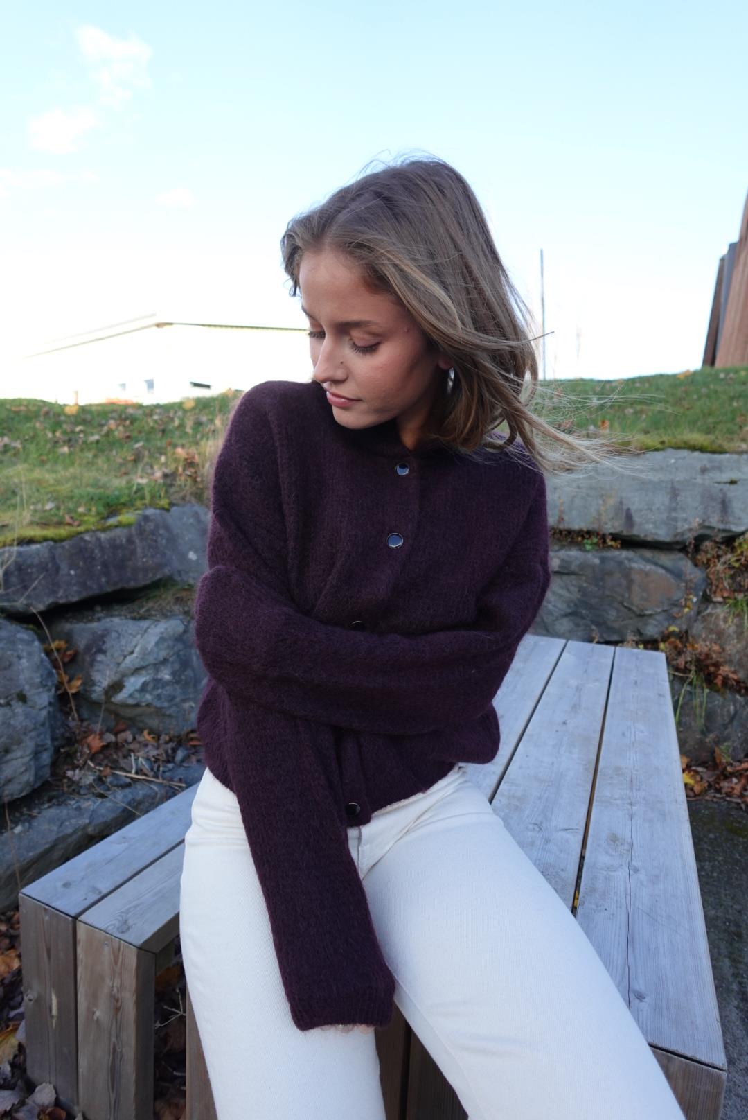 Debbie Cardigan Plum Melange