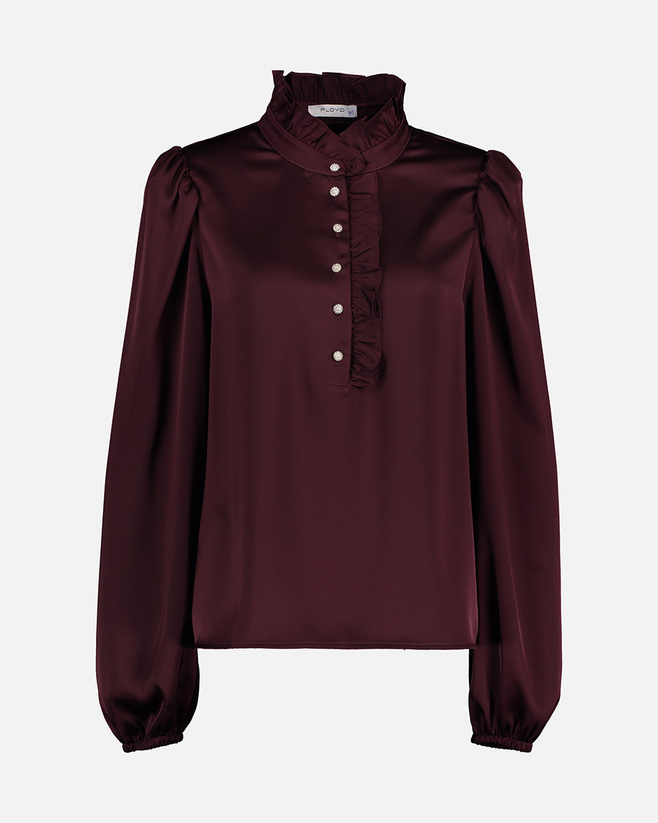 Vanda Heavy Satin Blouse Deep Cherry