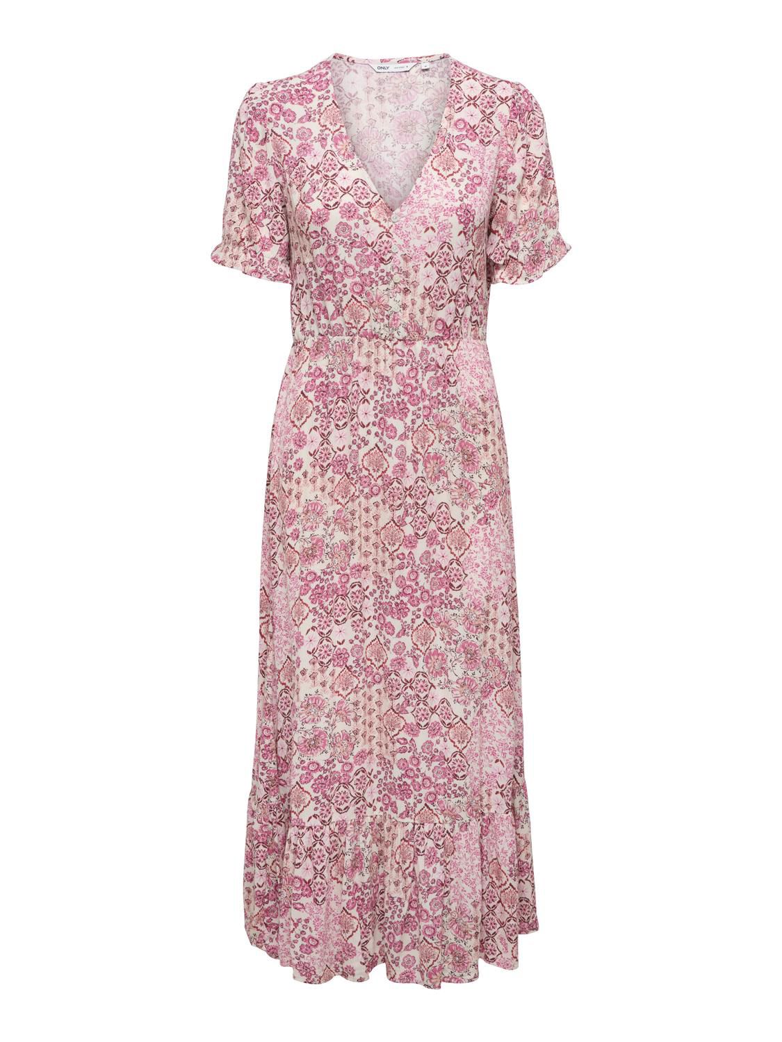 Onlchianti S/s Long Dress Marshmallow/Dusty Rose