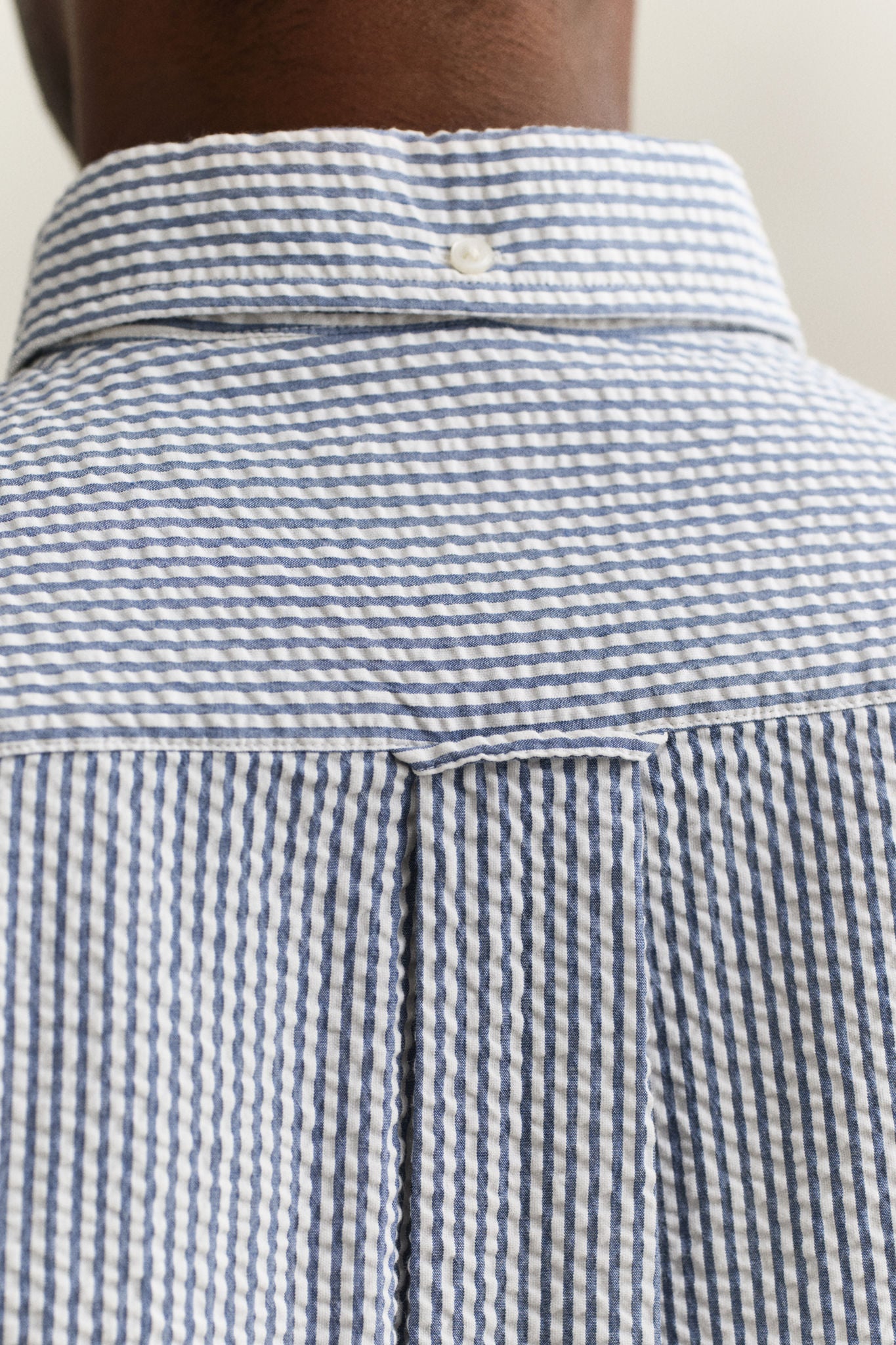 Reg Seersucker Stripe Shirt Vintage Blue