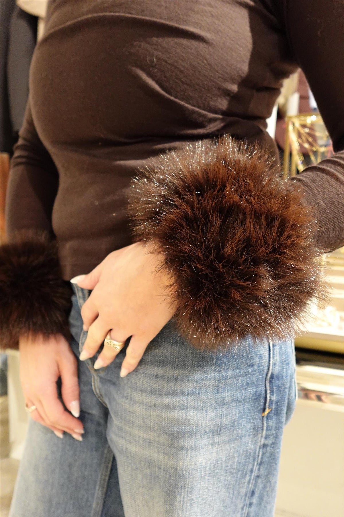 Armwarmer "cuff Fake Fur" Brun