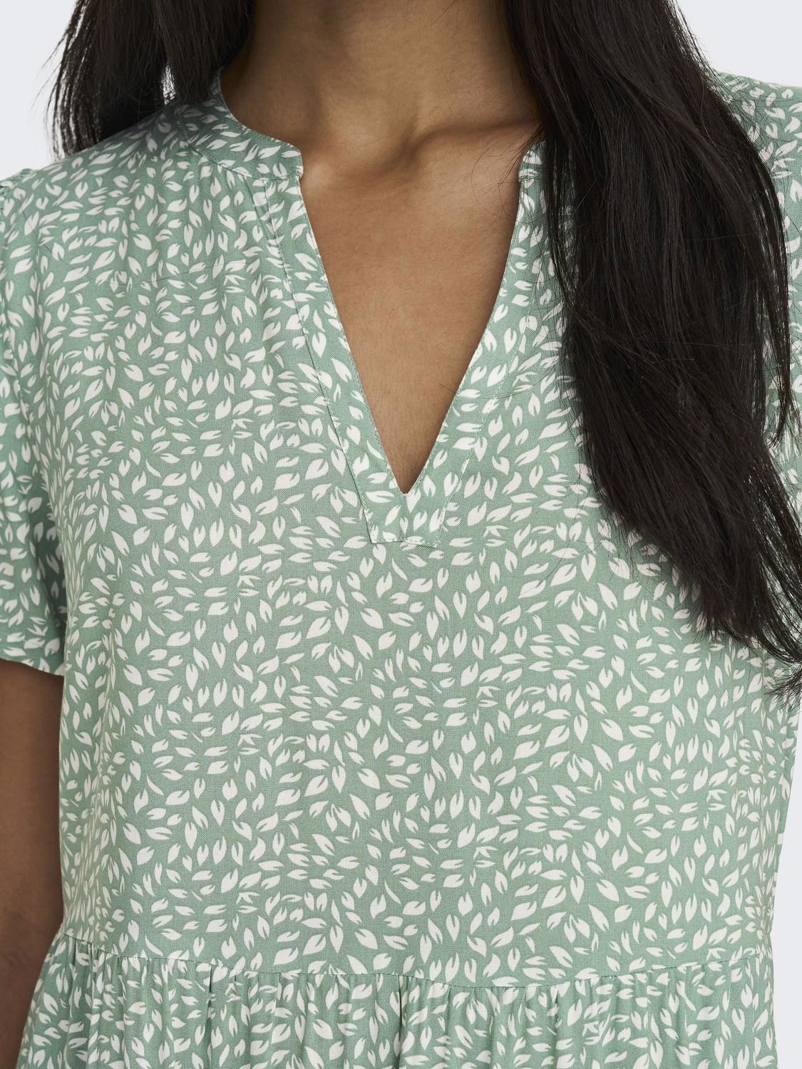 Onlzally S/s Thea Dress Chinois Green/White Leaf