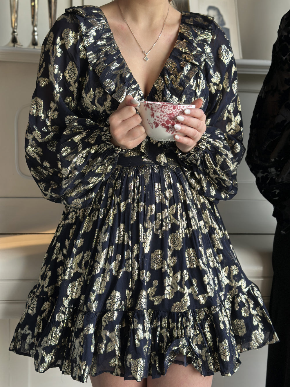 Georgette Mini Dress Anthracite