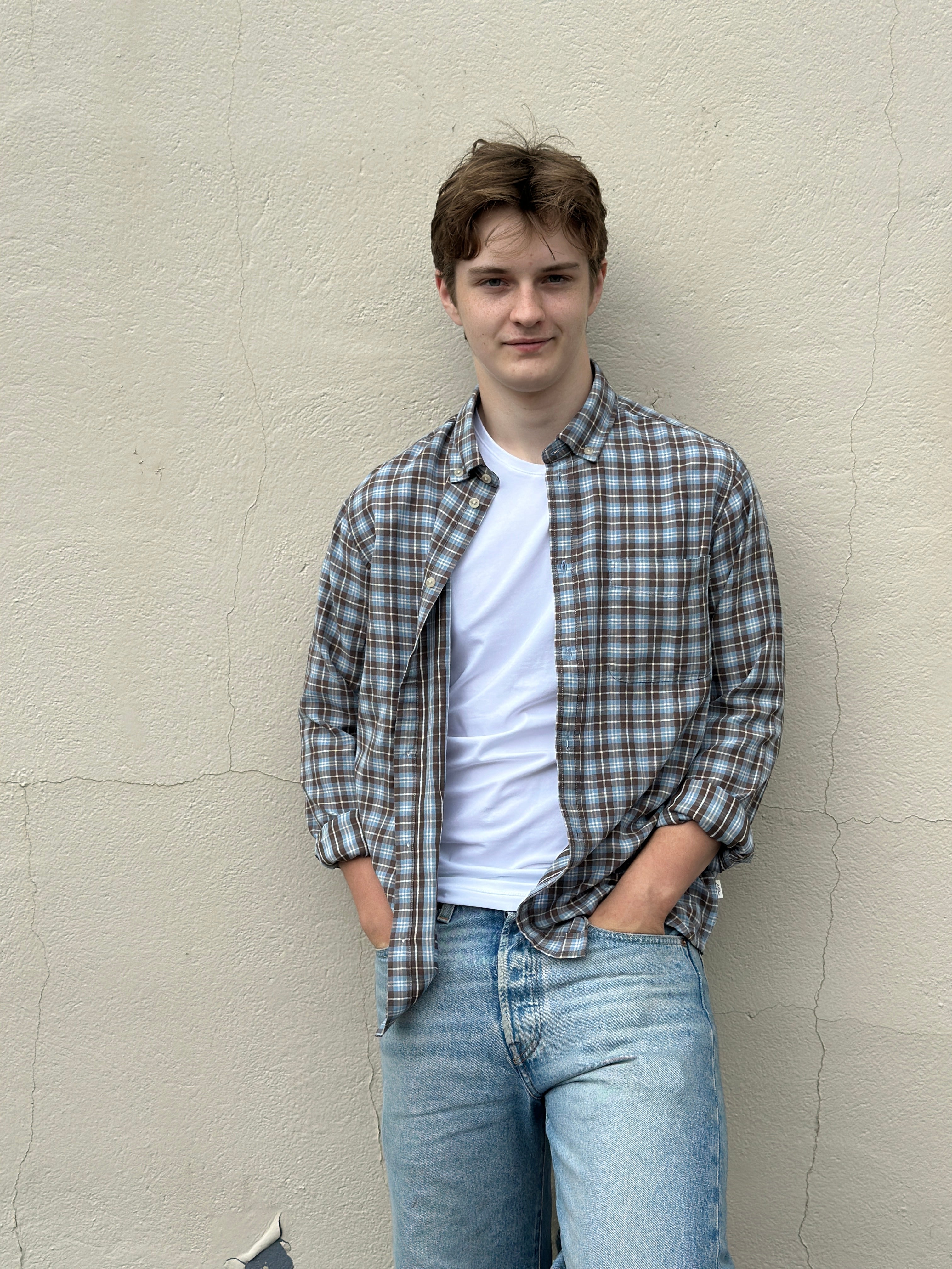 Check Shirt Faded Denim Blue