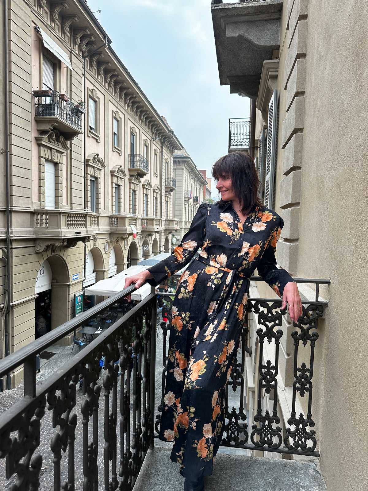 Jacquard Tieband Dress Midnight Roses