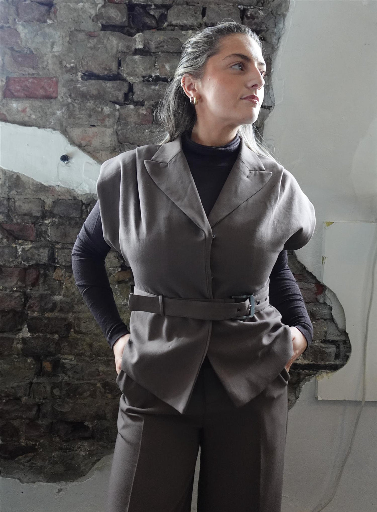Beverly Waistcoat Taupe Brown
