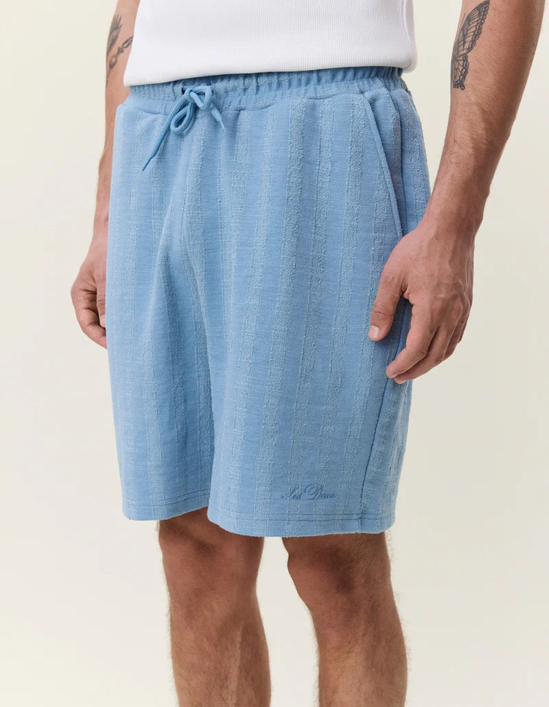 Stripe Jacquard Shorts Faded Denim Blue