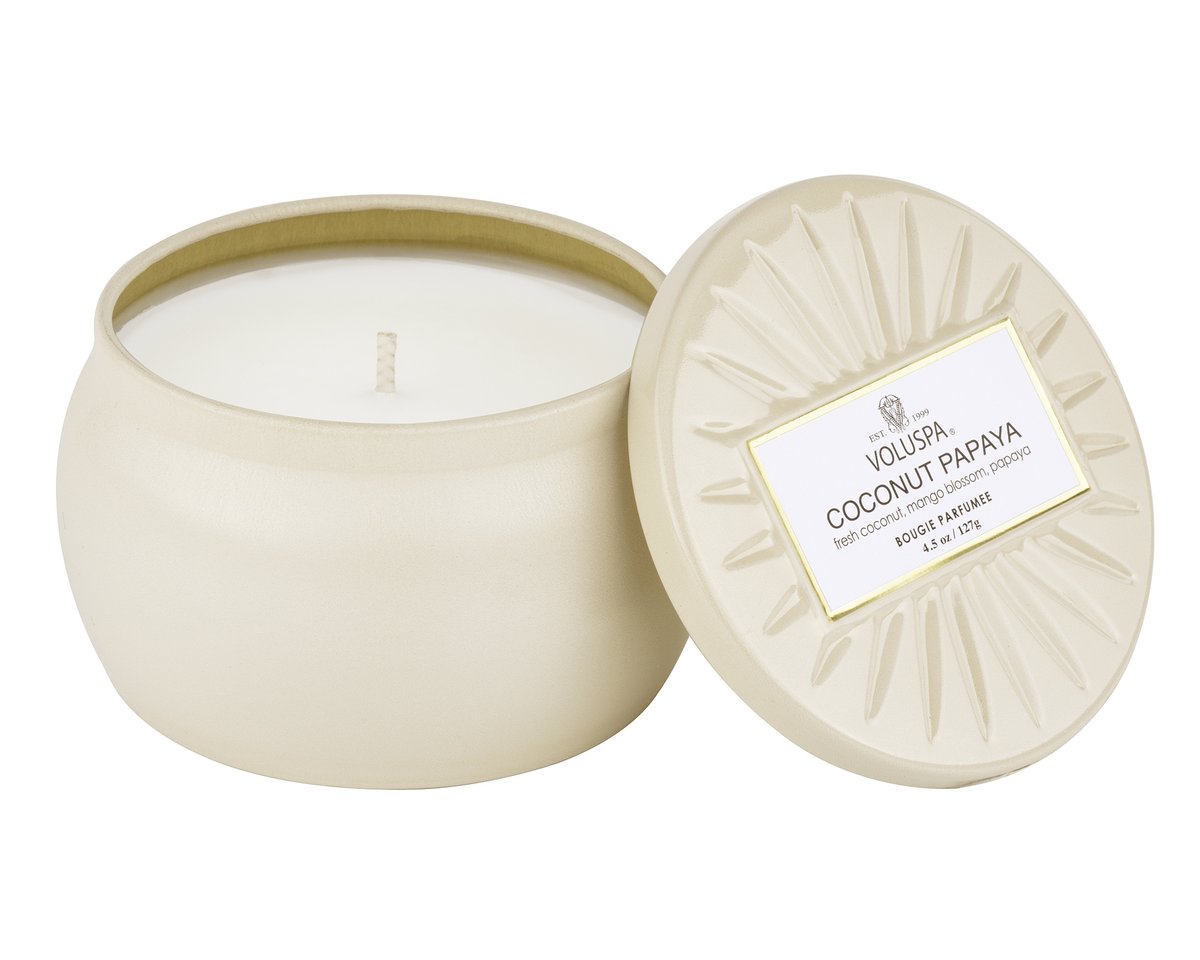 Petite Tin Candle 25t papaya coconut