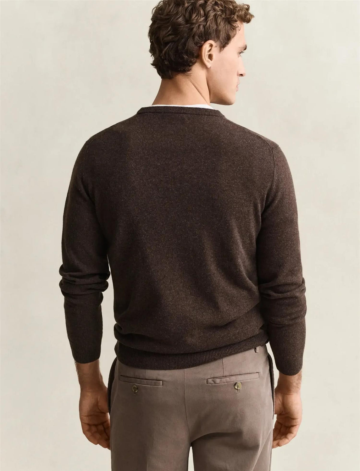 Superfine Lambswool C-Neck Dark brown melange