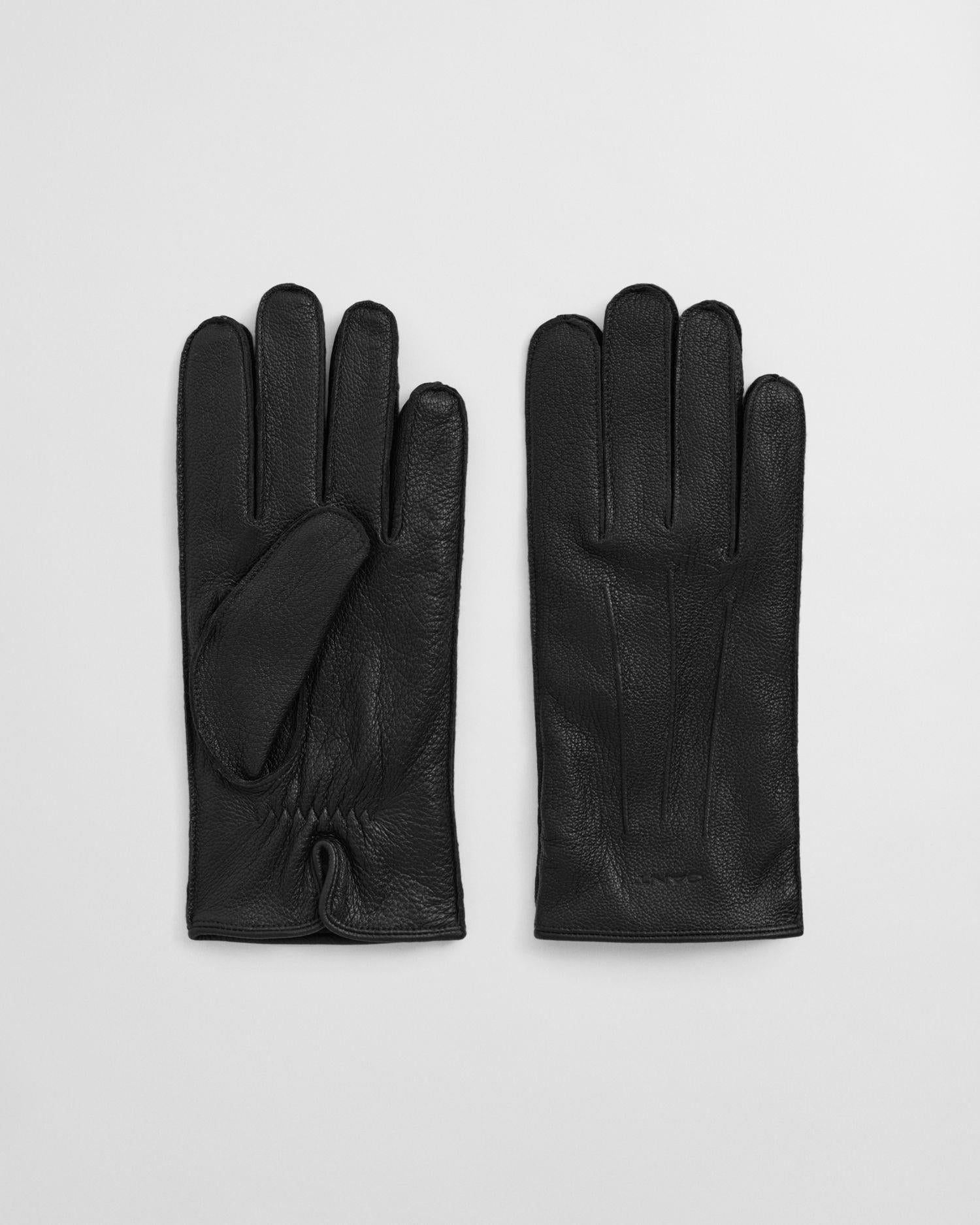 Cashmere Lined Leather Gloves Black