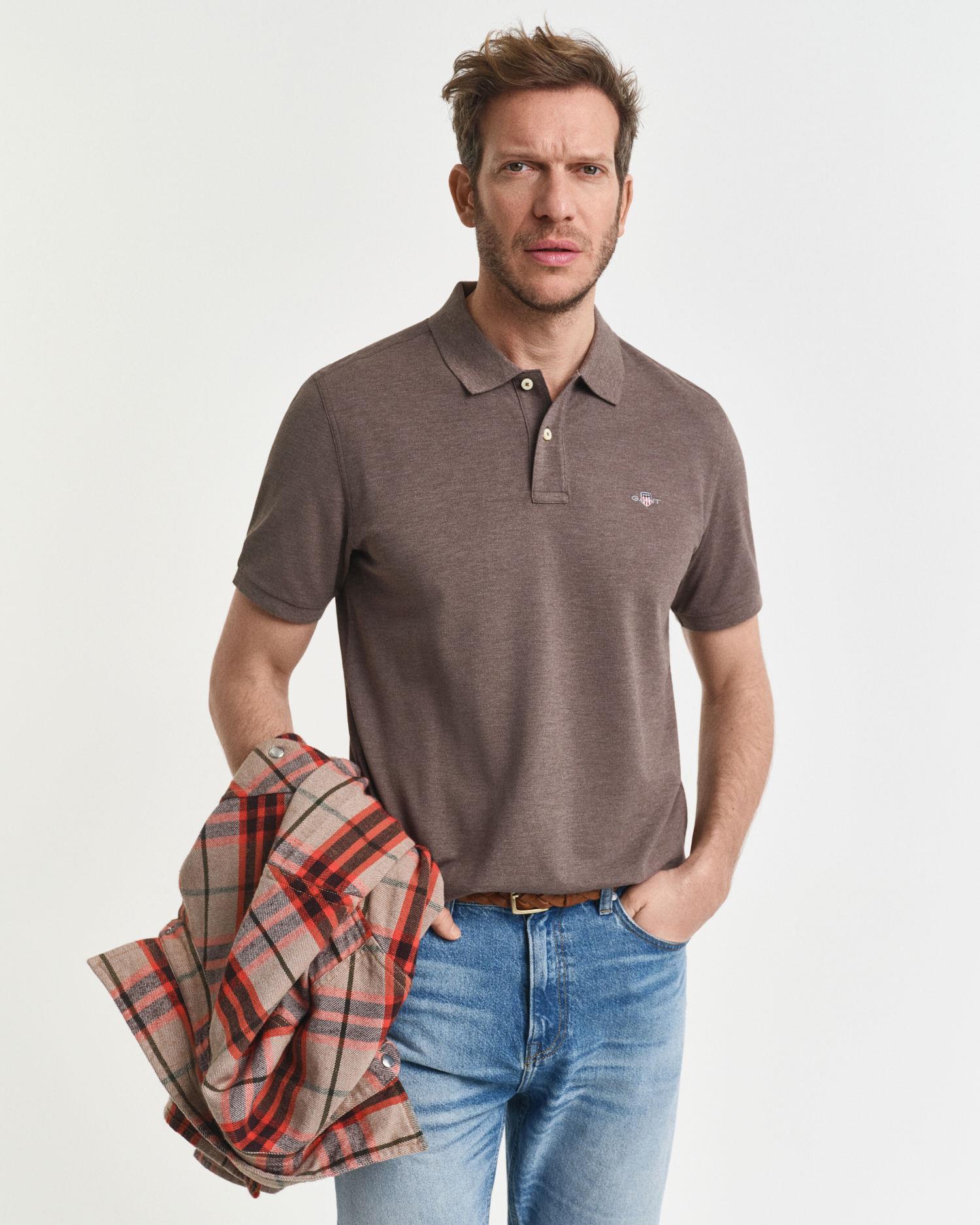 Reg Shield SS Pique Polo Seawood Melange