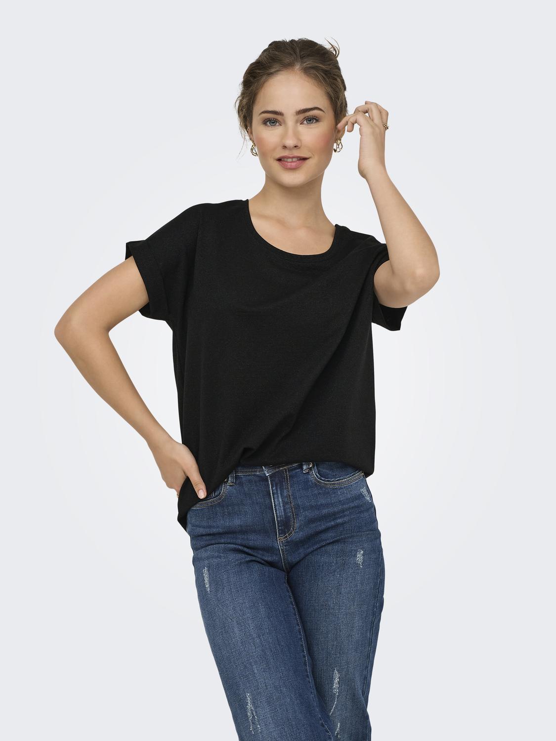 Moster Glitter S/S Top Black Lurex