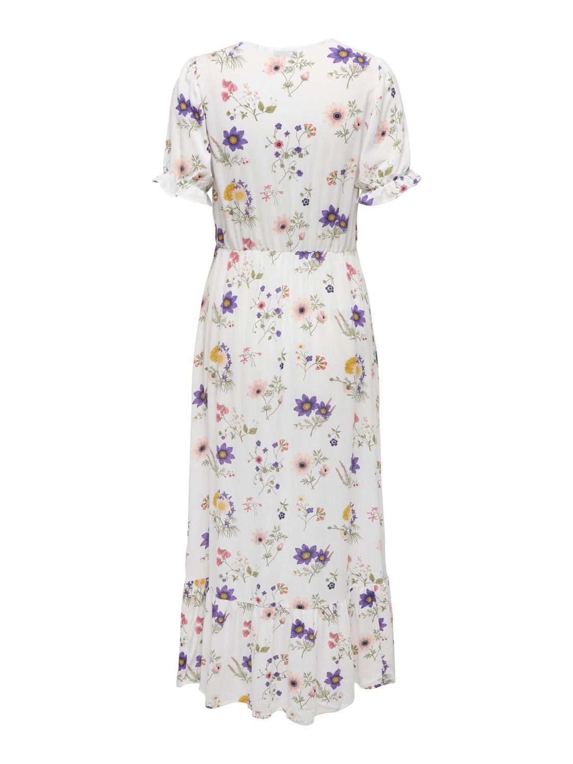 Onlchianti S/s Long Dress Cloud Dancer/Favorite Flower