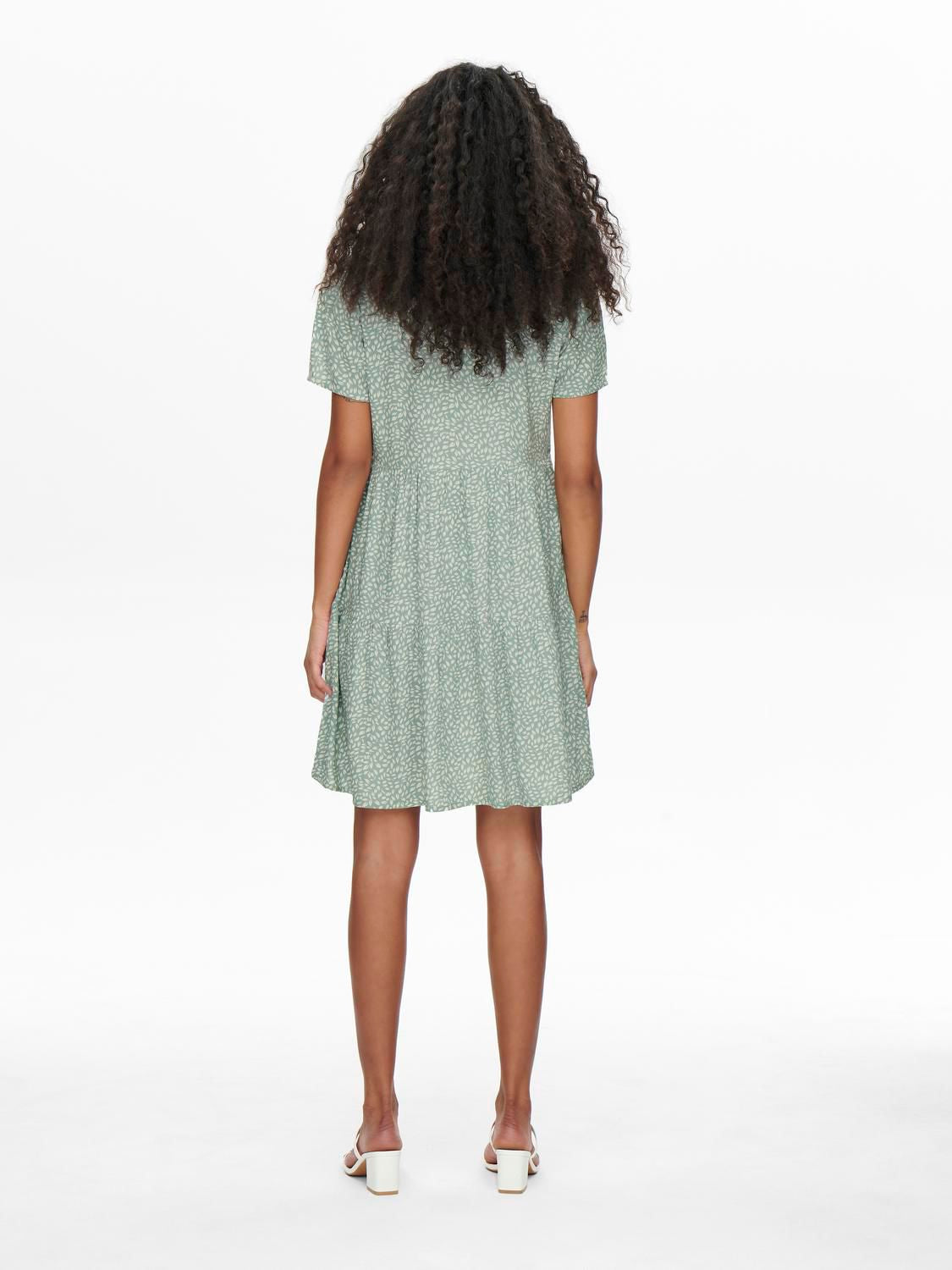 Onlzally S/s Thea Dress Chinois Green/White Leaf