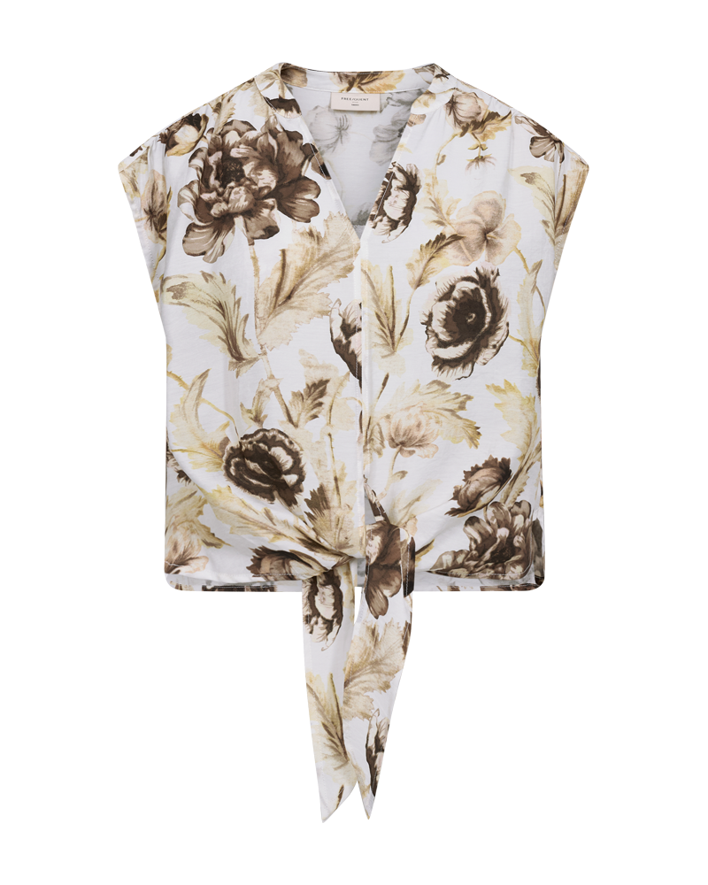 Fqmaise-Blouse Brilliant White w Coffee Bean