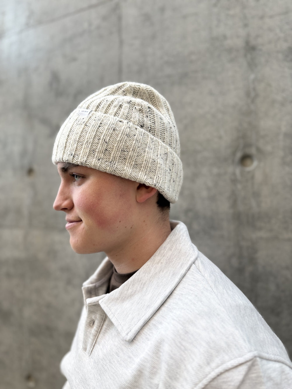 Wells Fleck Rib Beanie Snow Melange