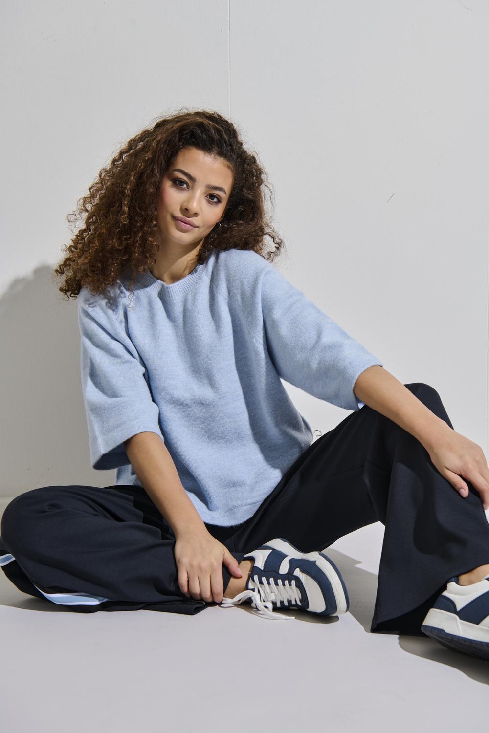 Simoni 3/4 Pullover Knit Cashmere Blue Melange