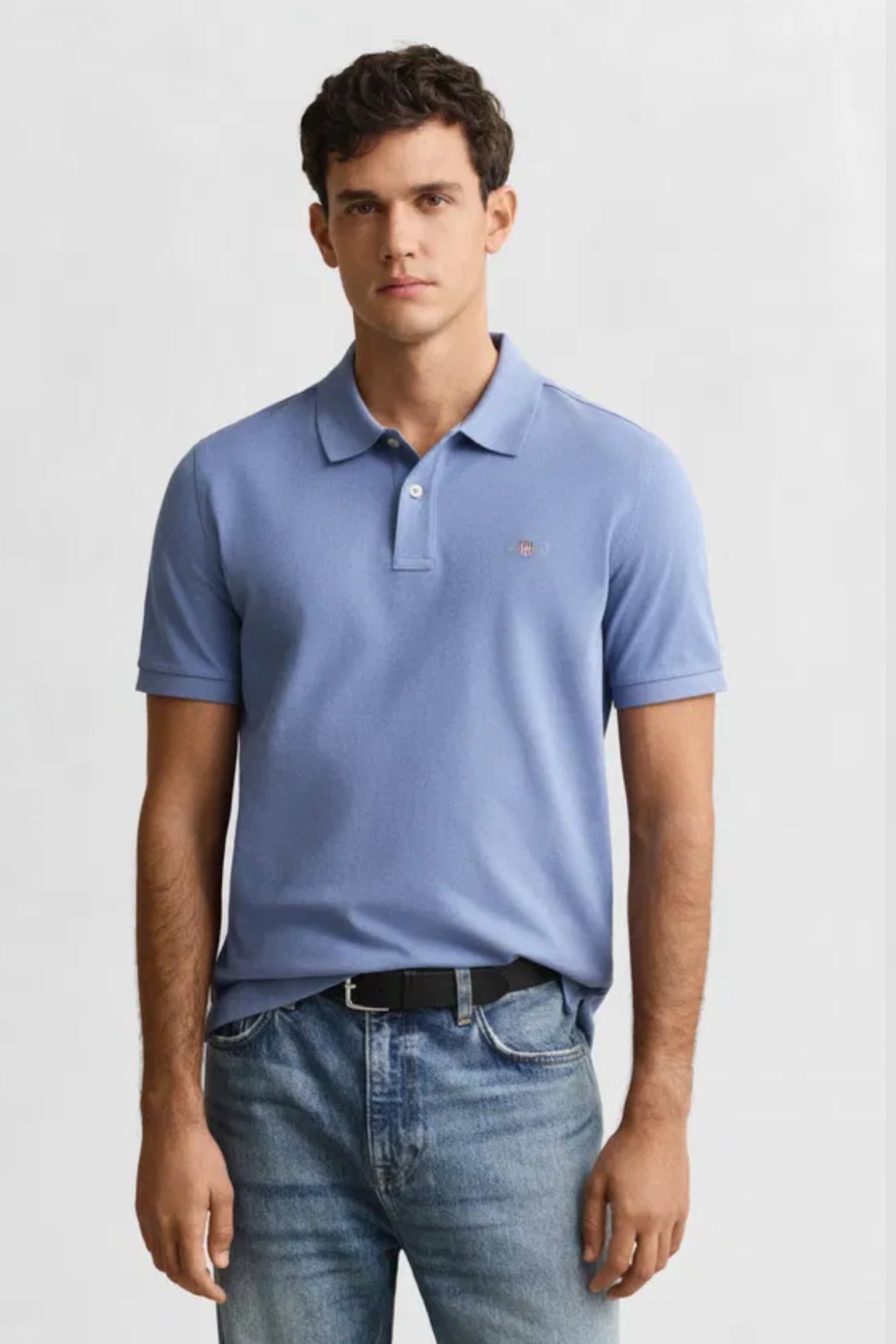 Reg Shield SS Pique Polo Faded Denim