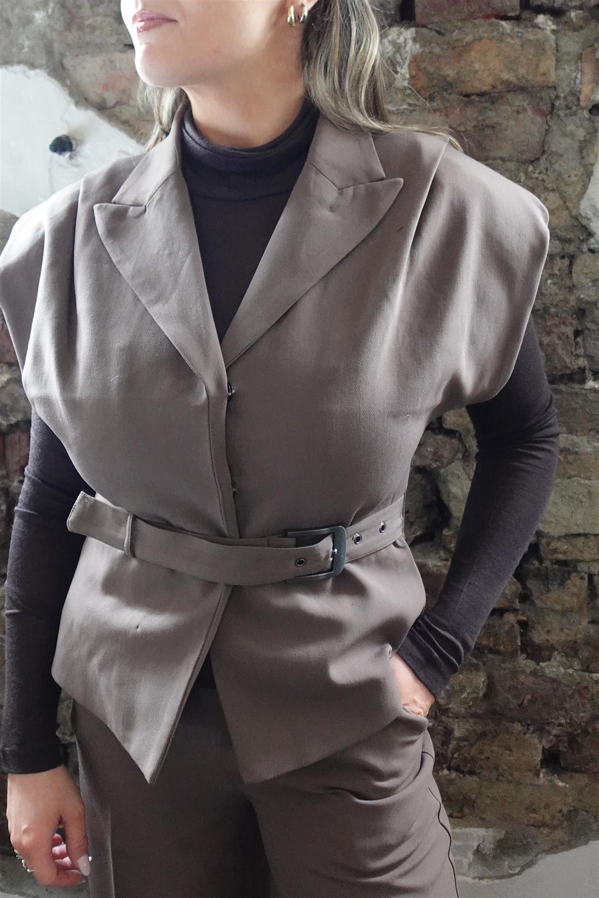 Beverly Waistcoat Taupe Brown