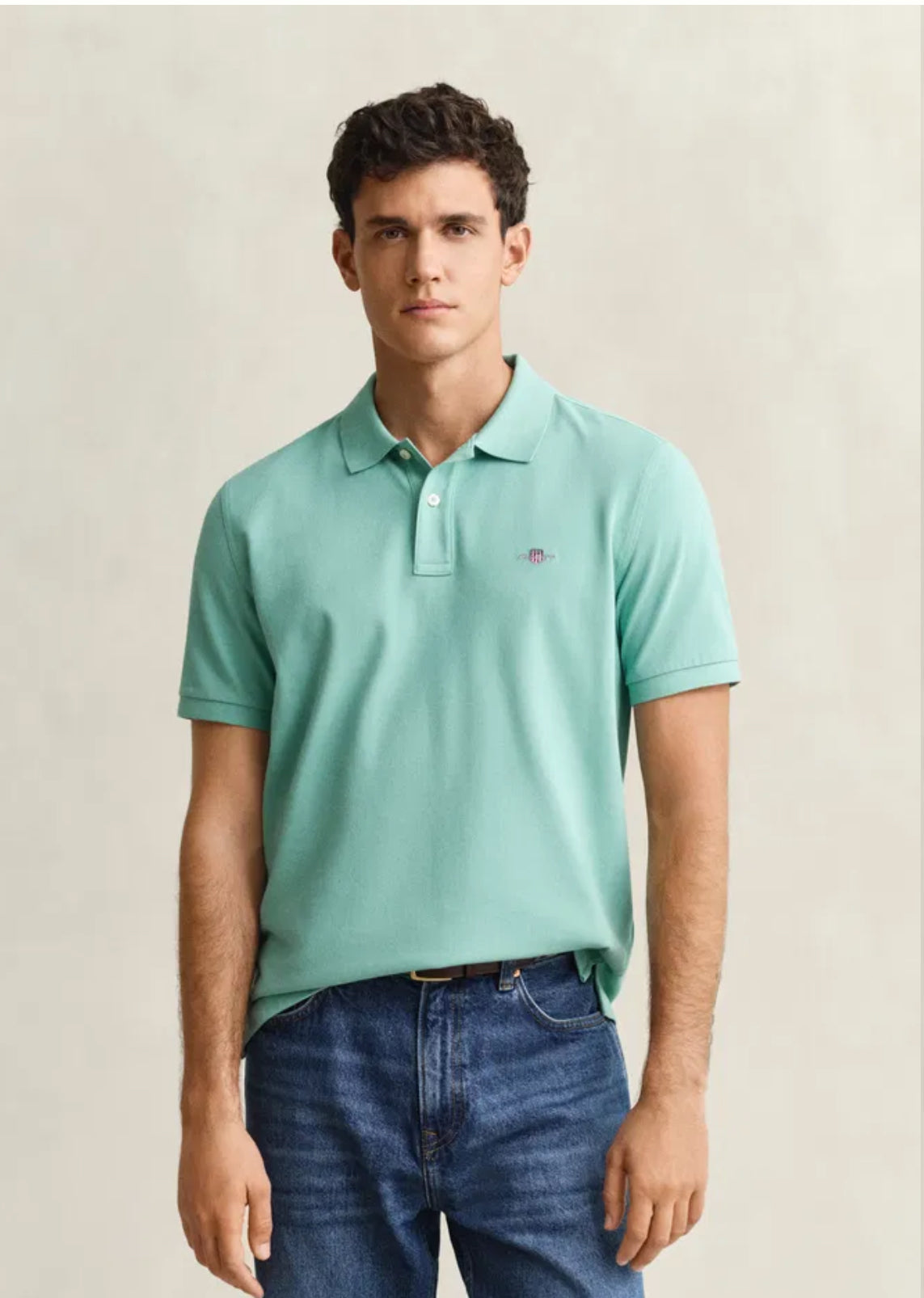 Reg Shield SS Pique Polo Muted Turquoise