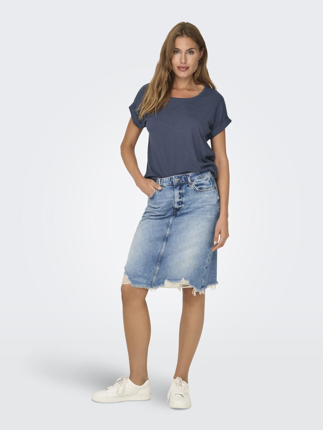 Moster S/S O-neck Top Ombre Blue