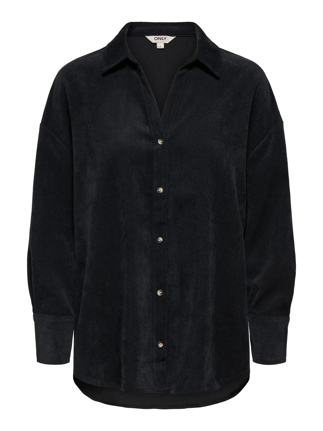 Marike Cord Loose Shirt Black