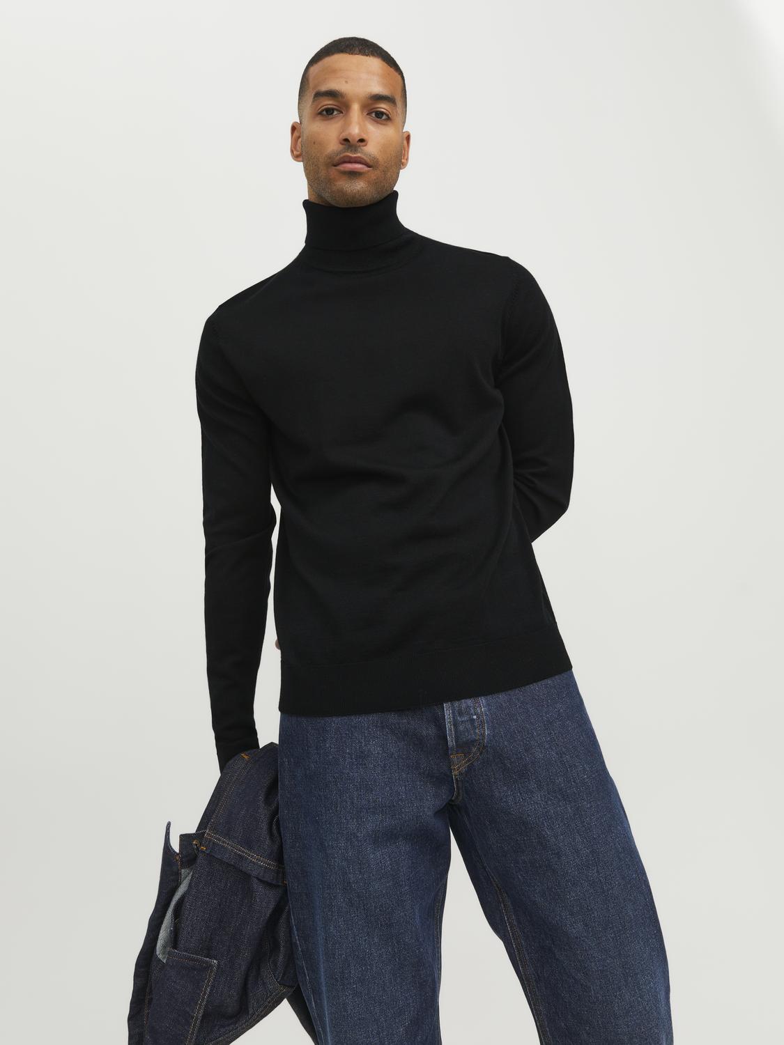 Merino Roll Neck Black
