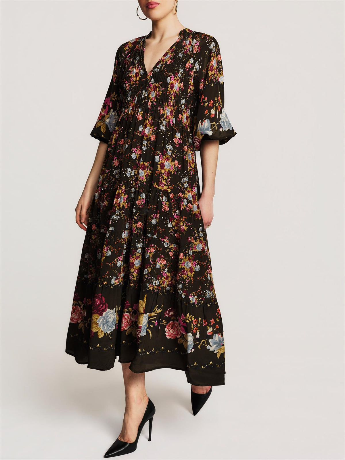 Bohemian Shift Dress Forest Bouquet