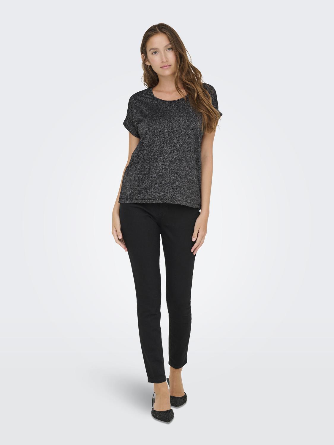 Moster Glitter S/S Top Silver Lurex