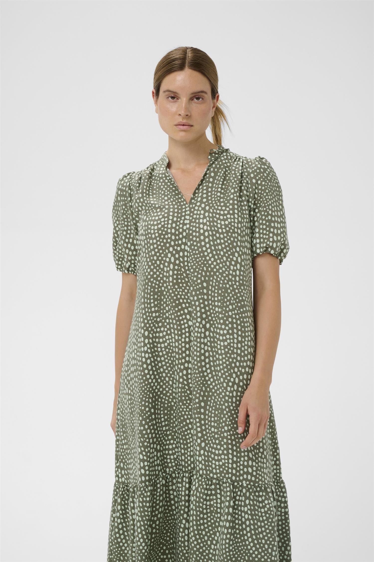 Liberty Dress Green Faded Dot