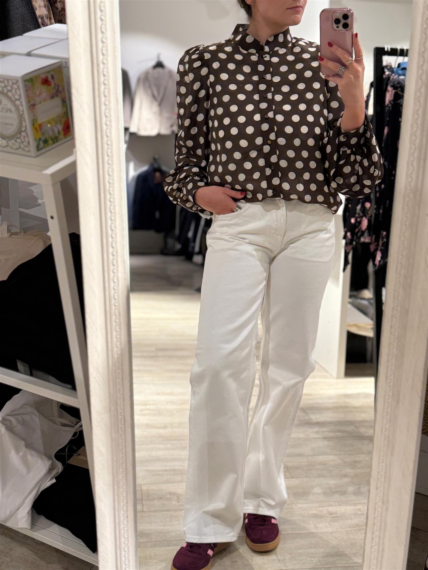 Striped Organza Blouse Dots