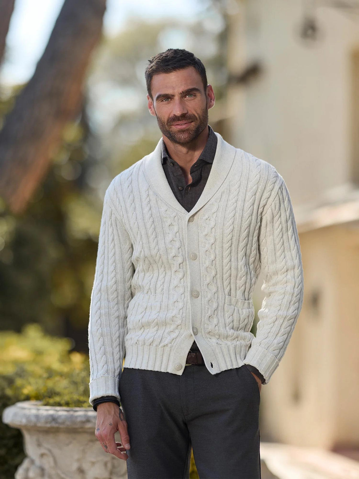 Axel Cardigan White Grey