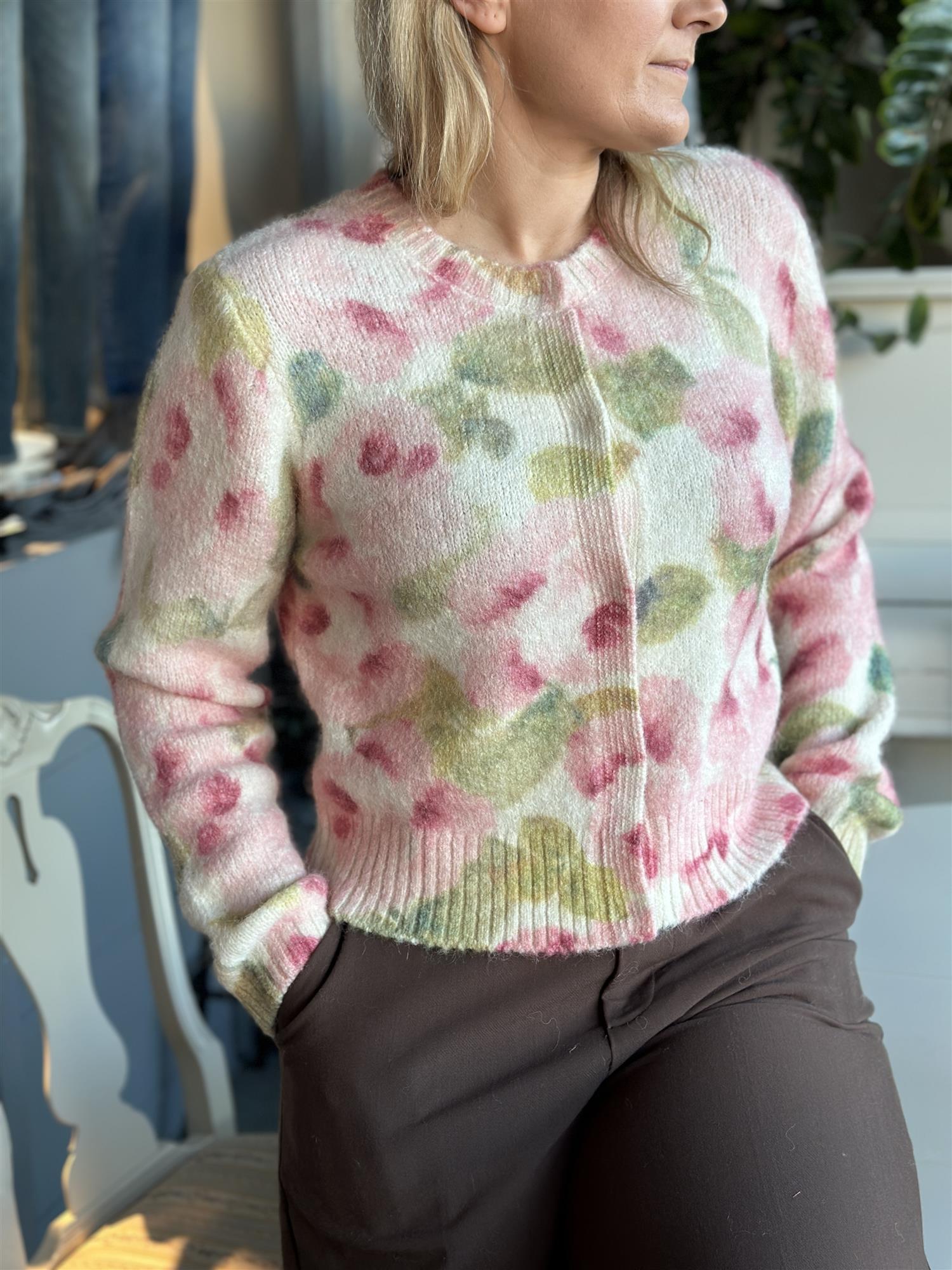 Hairy Knit Jacket Blush Rose