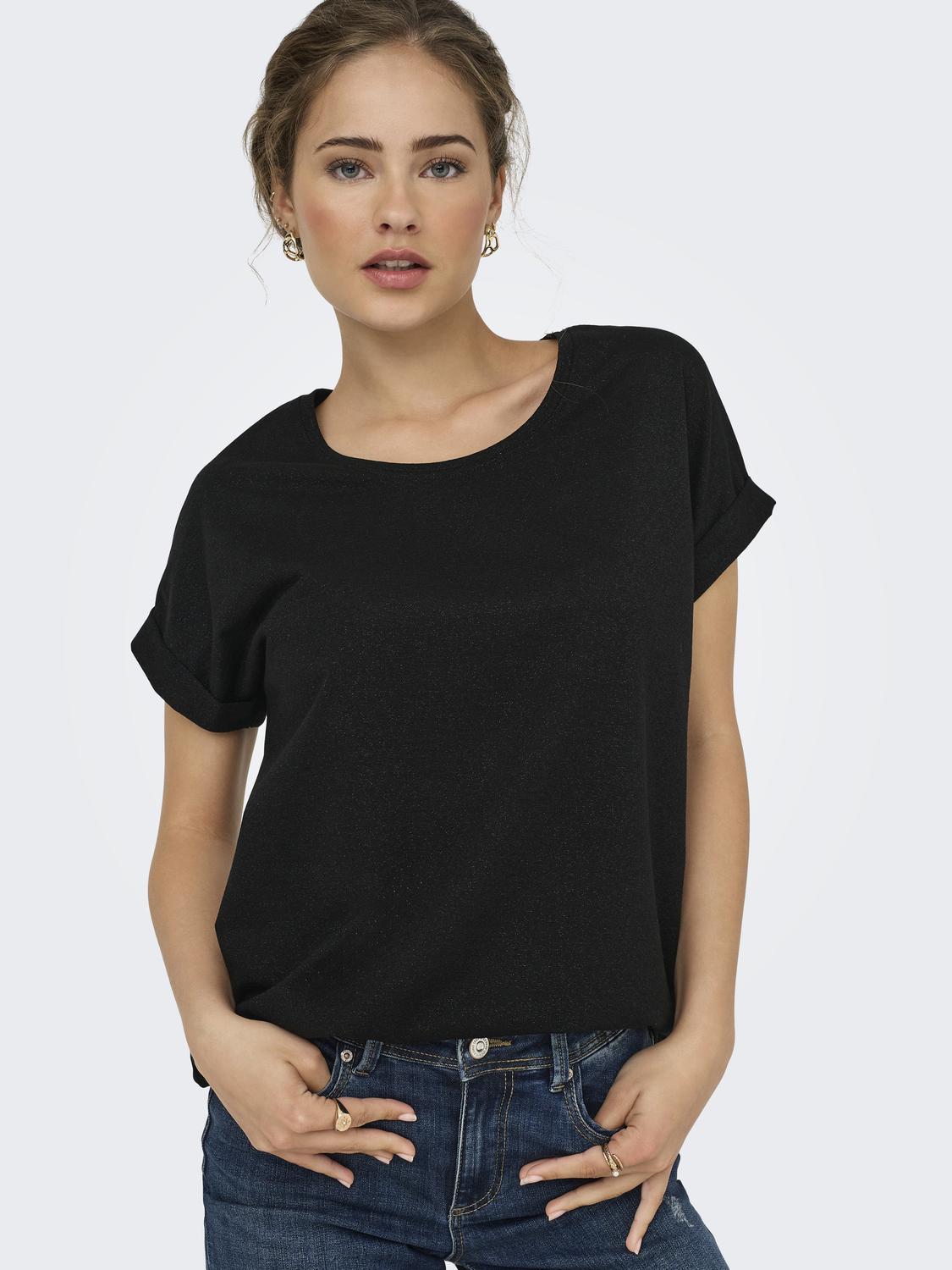 Moster Glitter S/S Top Black Lurex