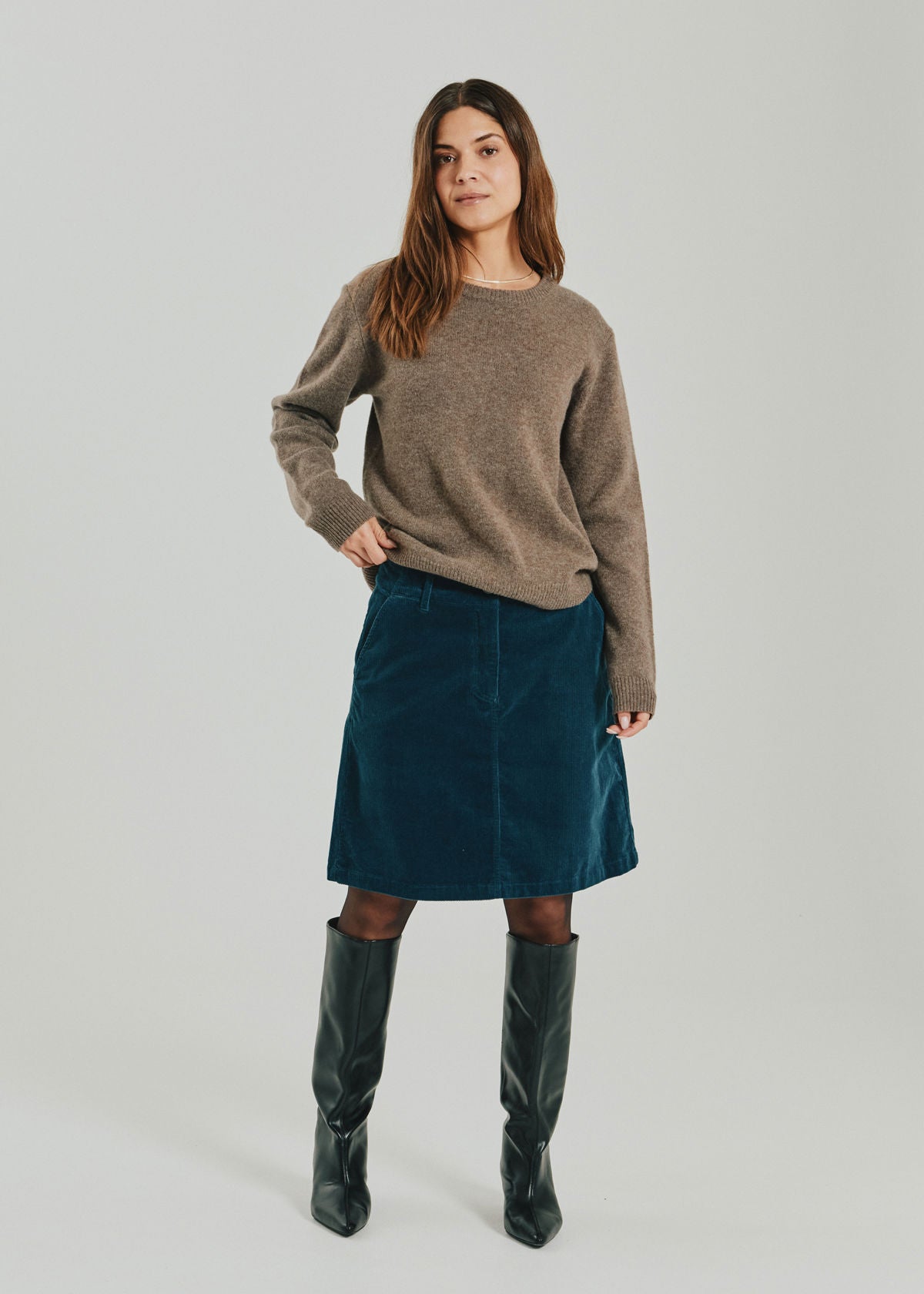 FqWinka C-neck Pullover Morel Melange