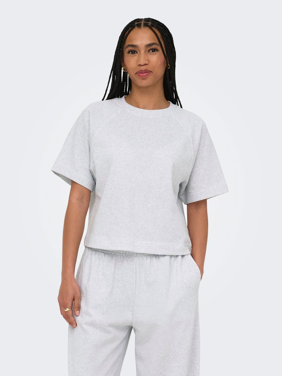 Onlofelia Ss Raglan Sweat Light Grey Melange