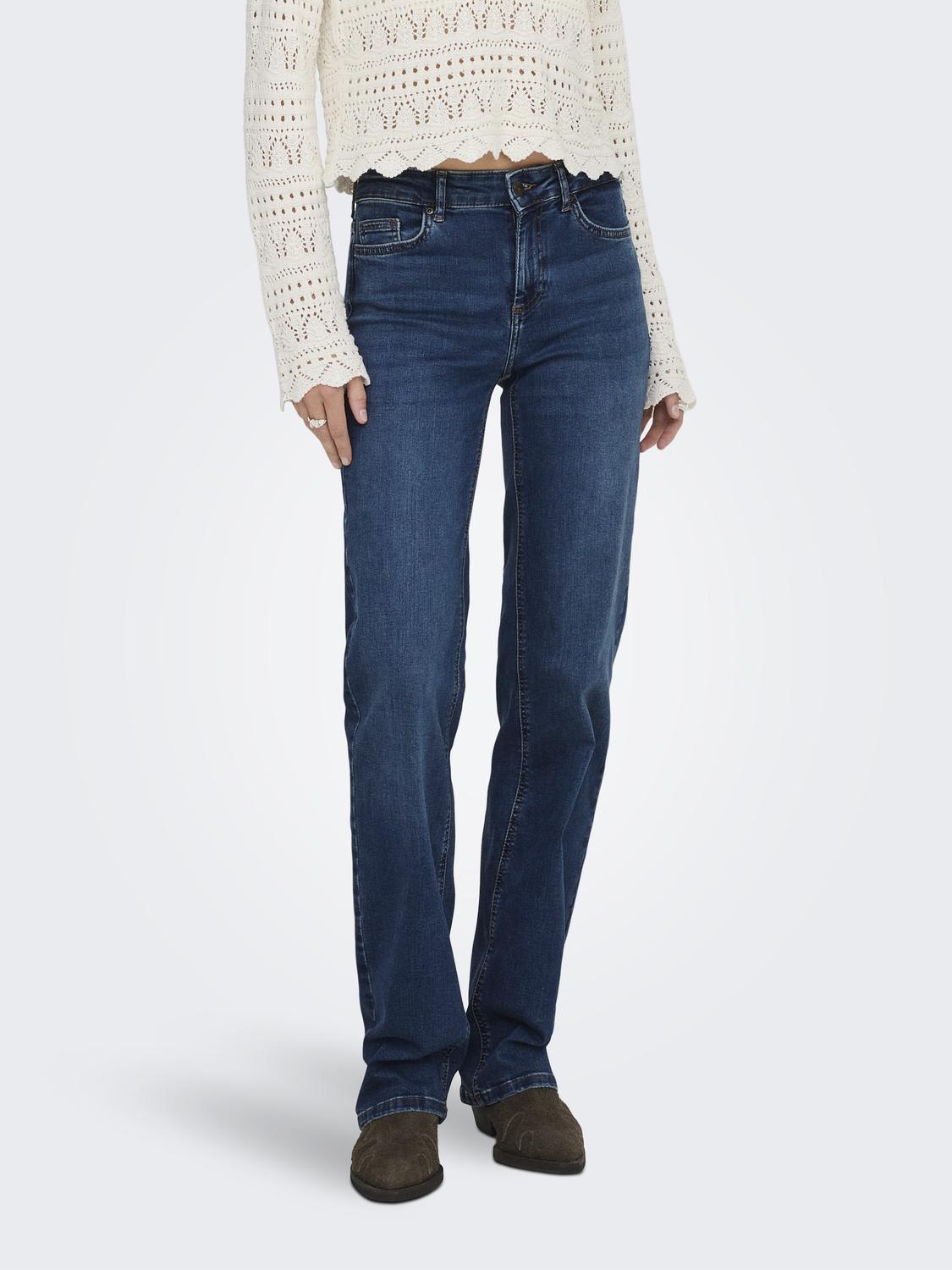 Blush Jeans Mid Straight Dark Blue Denim