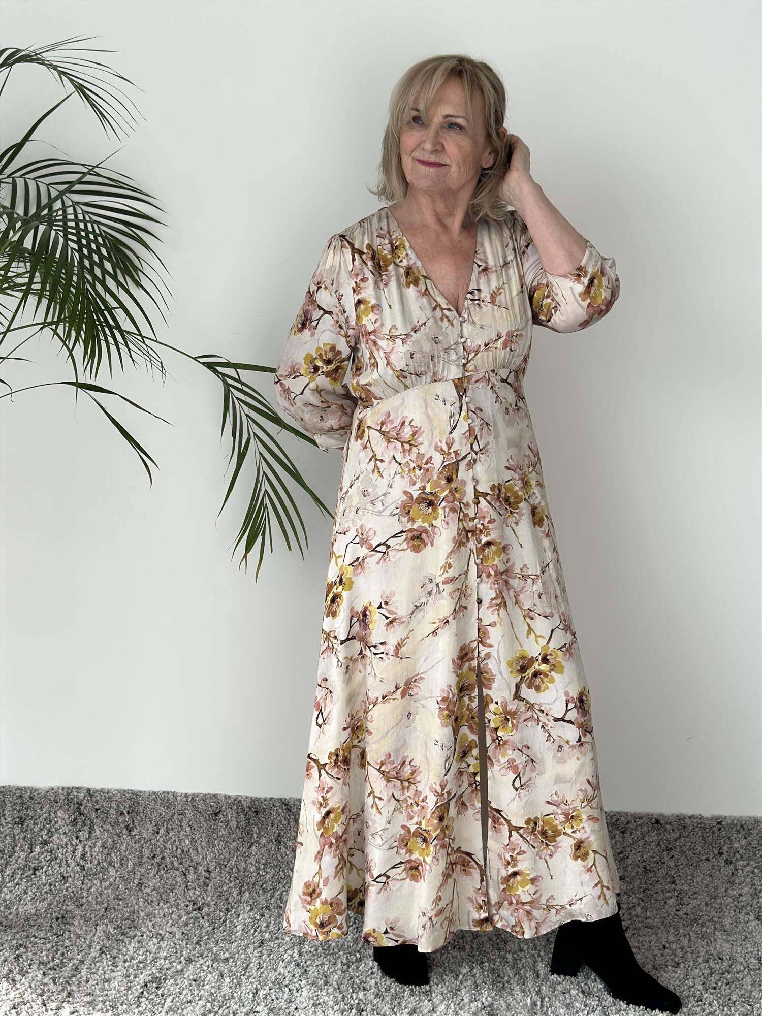 Sorrento Dress Pink Beige Flowers