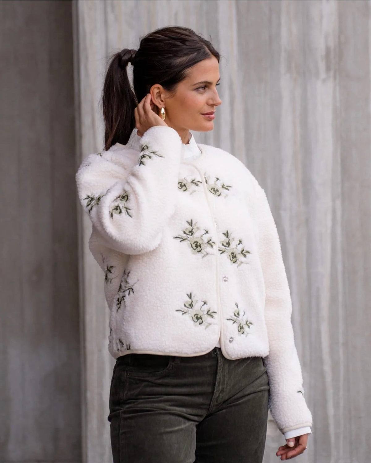 Hermine Fleece Offwhite/Green
