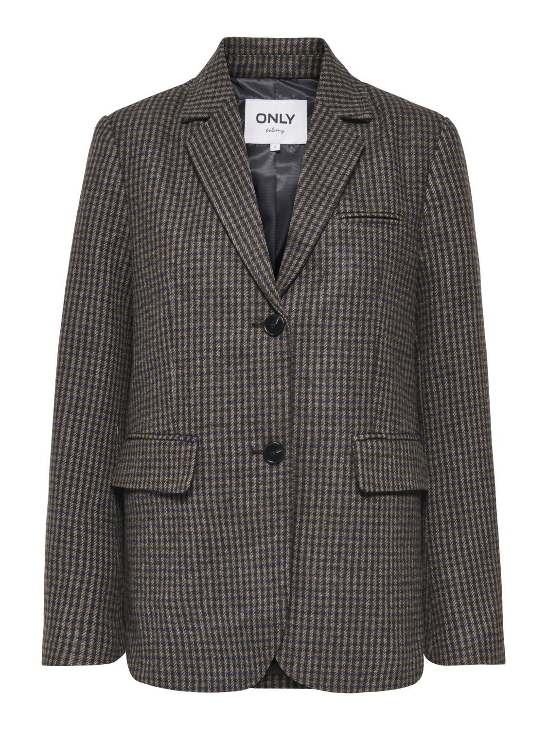 Onlgolden L/s Loose Check Blazer Breen June Bug