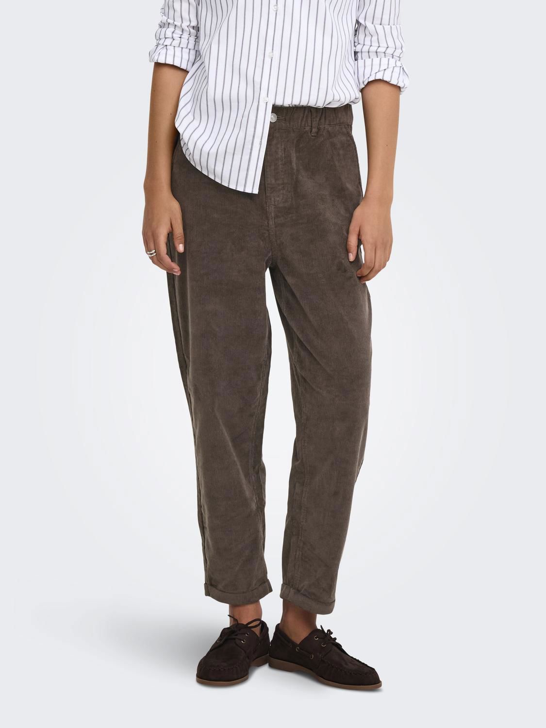 Onlflora Mw Ela Cord Carot Pant Chocolate Brown