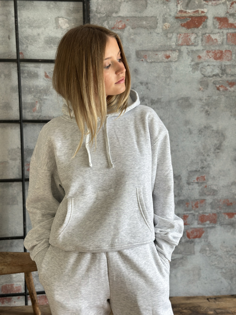 Best Life l/s Hood Light Grey Melange