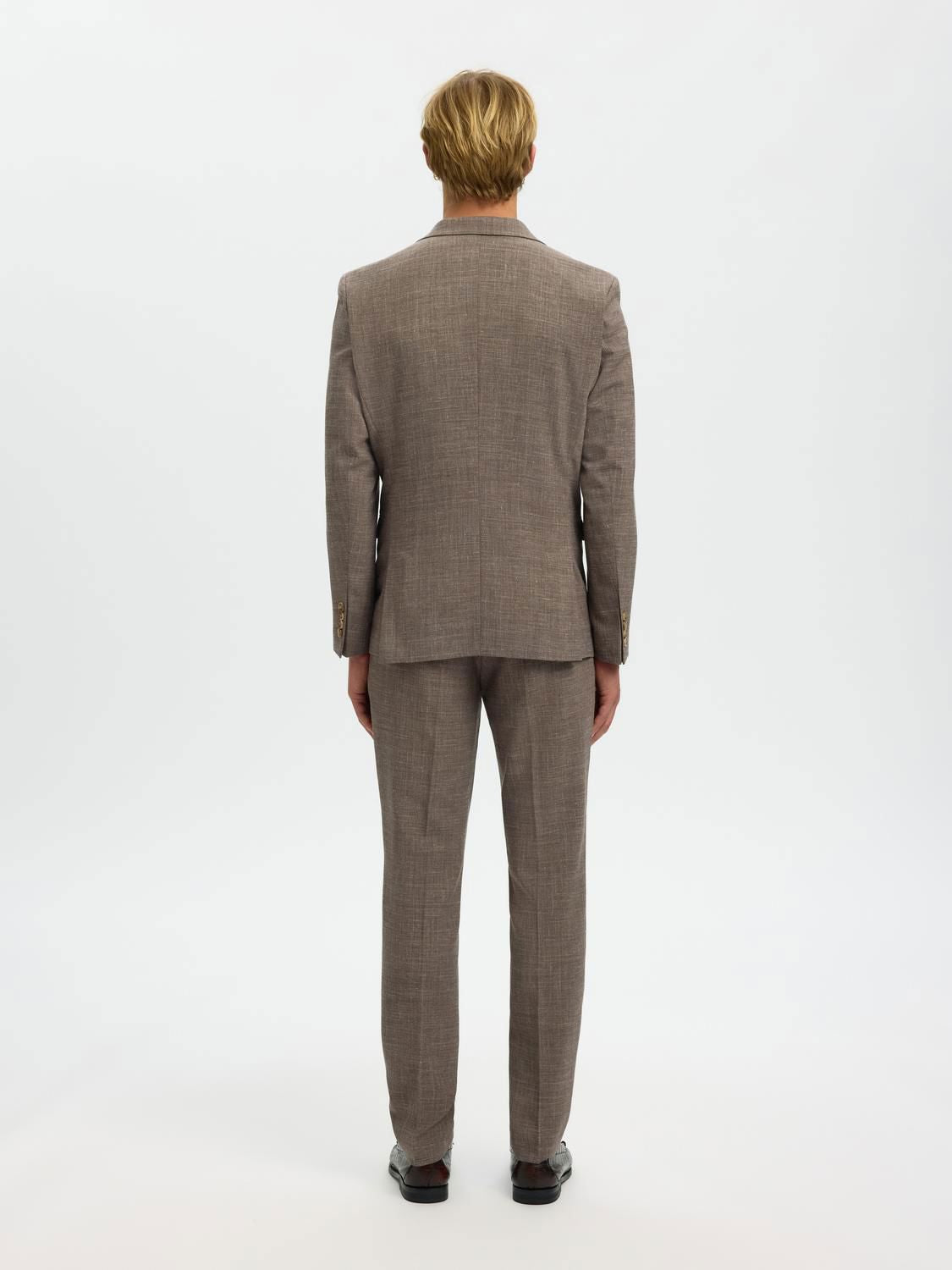 Slmslim-Oasis Linen Blazer Dark Sand Melange
