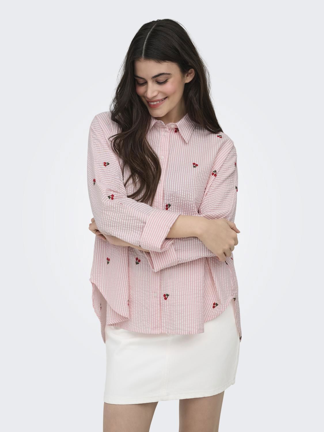 Onlnew Lina Grace L/s Cherry Shirt Wvn
