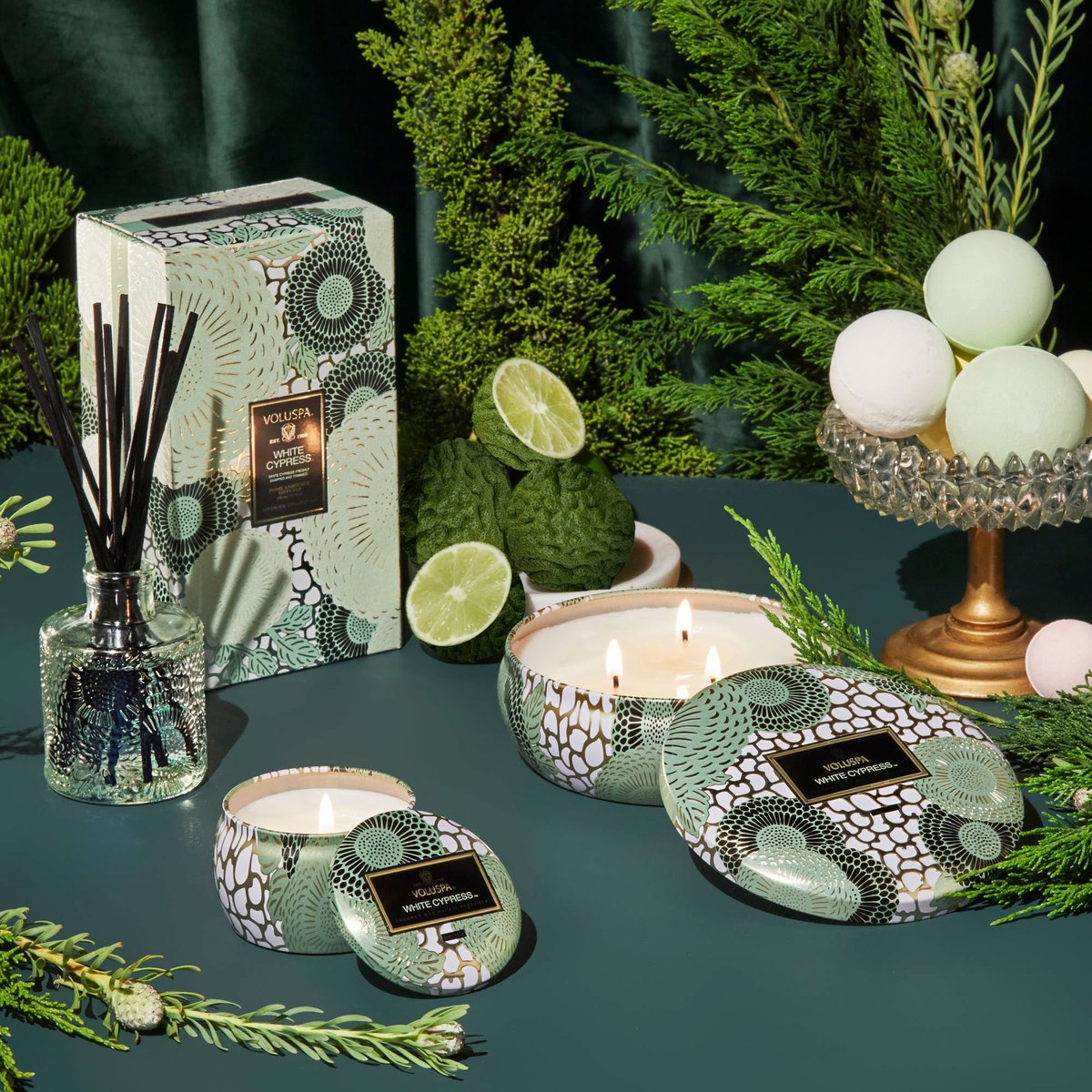 Mini glass Jar w.Lid WHITE CYPRESS