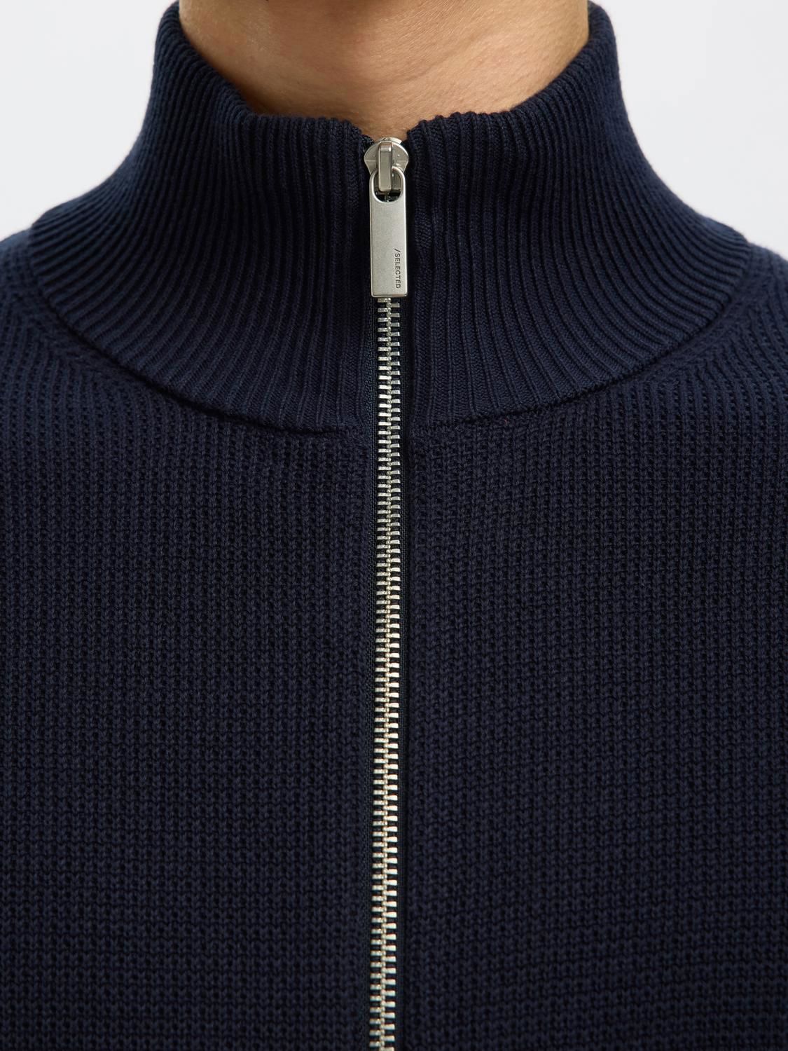 Slmdane Ls Knit Reg Struc Full Zip Sky Captain