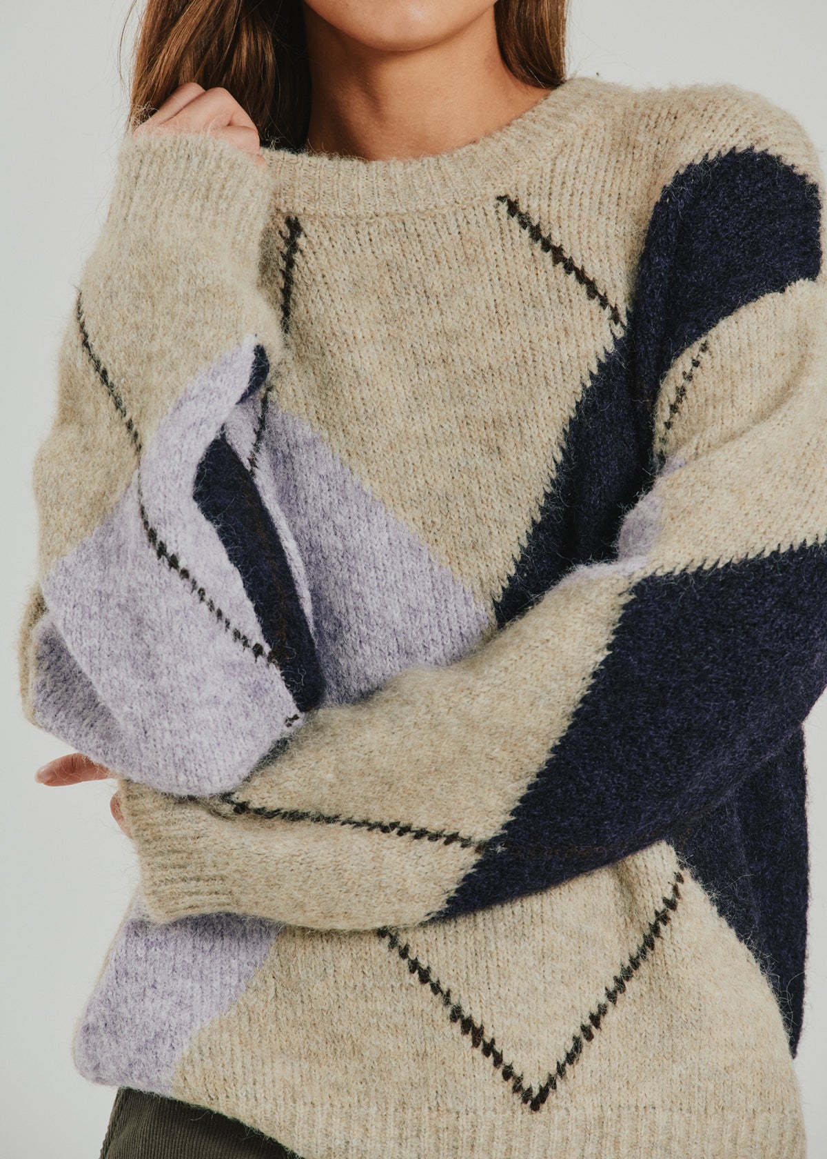 Fqgrslulu-Pullover Oyster Grey Mel w Iris Mel