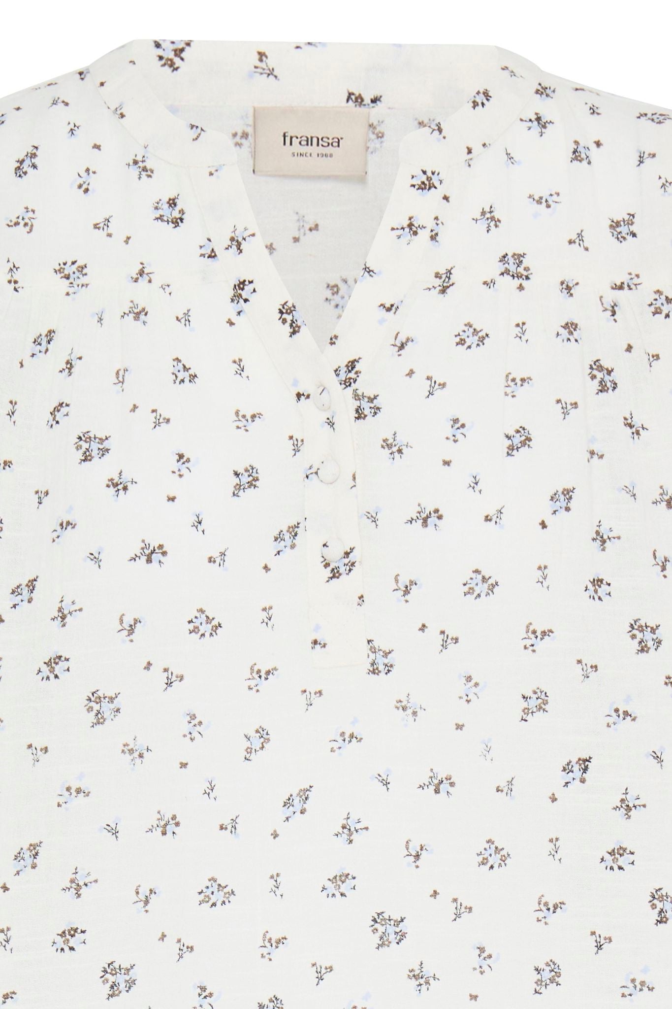 Frbobbi Blouse 1 Cream w Brown Blue Floral