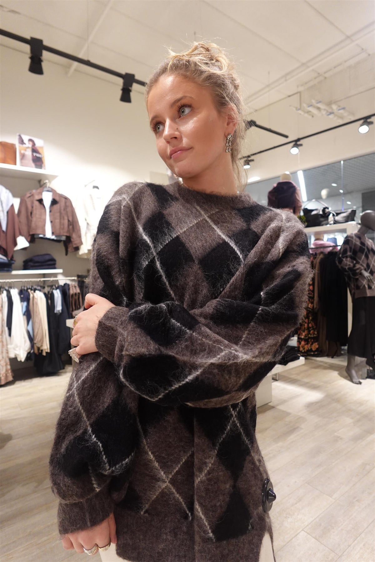 Gzsida Multi Long Pullover Black/Chestnut/Ivory